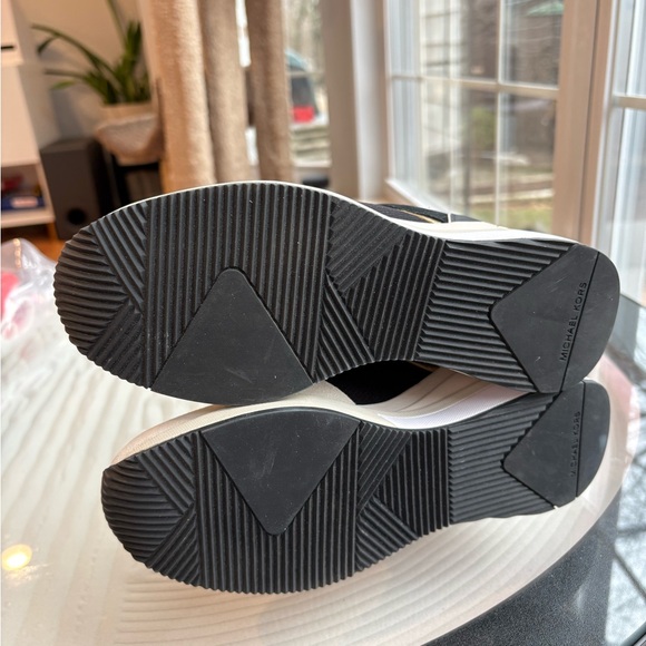 Michael Kors Georgie Trainers Black, Cream & Gold Wedge Sneakers - Picture 7 of 7